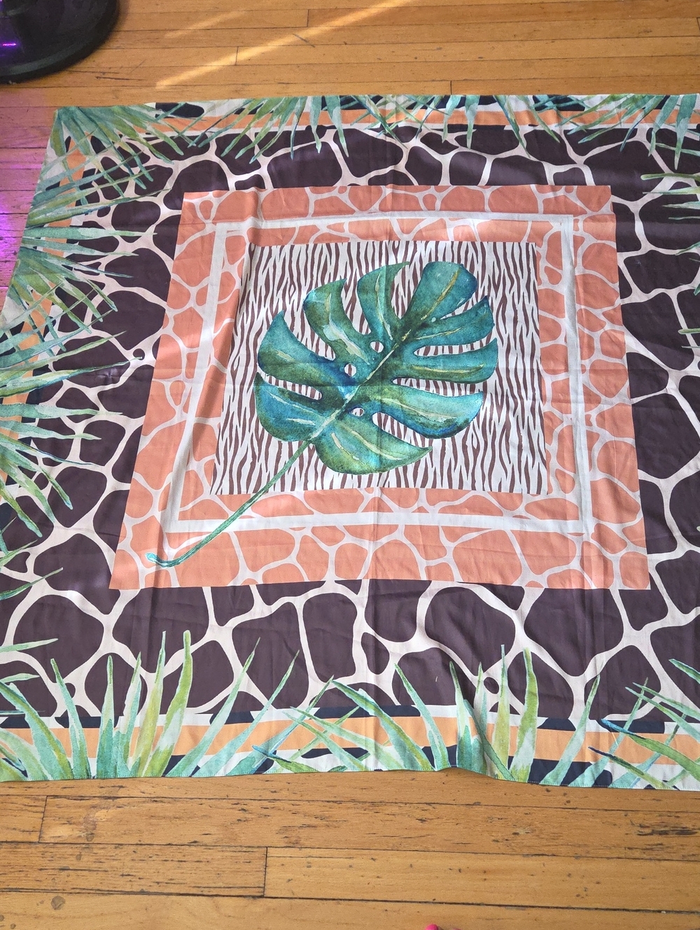 Sassy Jones Green Tropical Monstera Print Scarf